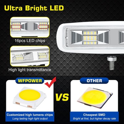 WFPOWER 2 Pack Boat LED Spreader Lights, 6.3inch 48W Super bright White marin...