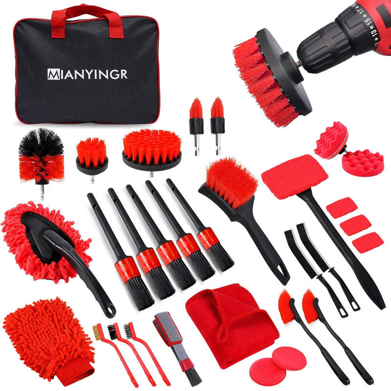 32Pc Car Detailing Kit w/ Drill Brush Set Portable Bag Wheels ...
