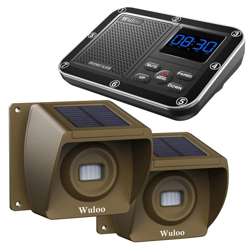 Wuloo Solar Driveway Alarms Wireless 1800feet Long Range for Home Yard Security 