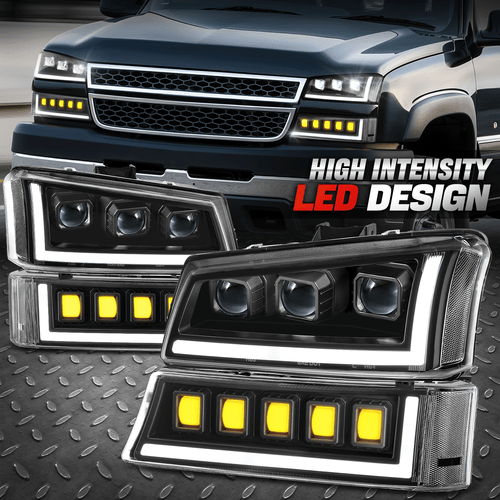 Для 03-06 Silverado Avalanche Start-Up светодиодные фары-проекторы Sequentail DRL