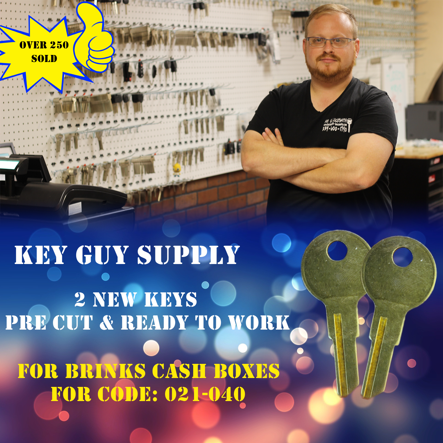 021 - 040 Pair of replacement keys for Brinks cash box locks