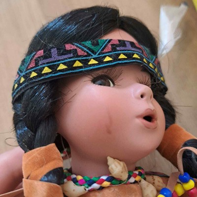 Vintage Cindy Shafer Native American Indian Porcelain Doll with Papoose Baby
