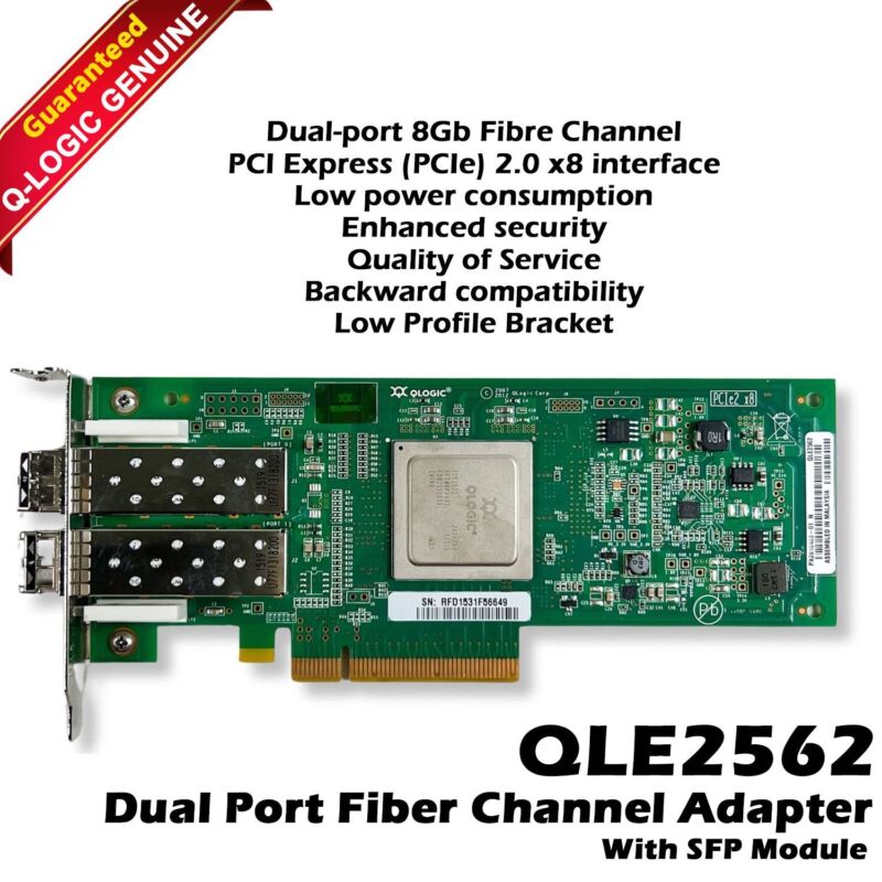 Dell Qlogic Qle2562 Pci-e X8 8gb Fibre Channel Dual Port Host Bus Adapter 0mfp5t