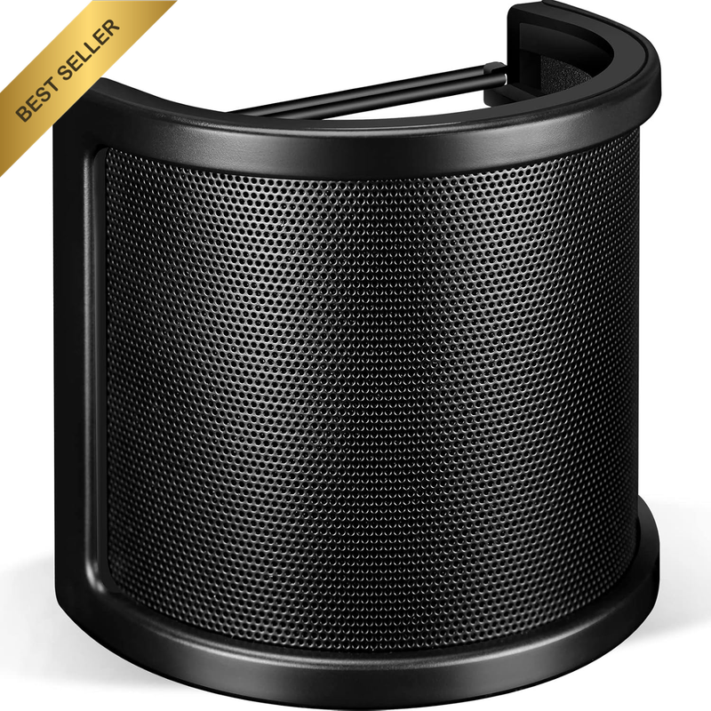 Pop Filter, Profressional Three Layers Metal Mesh & Foam & Etamine Layer Microph