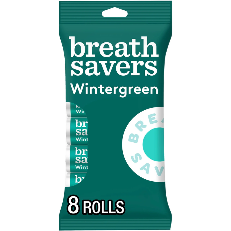 Wintergreen Flavored Sugar Free Breath Mints, Rolls 0.75 Oz, 8 Co