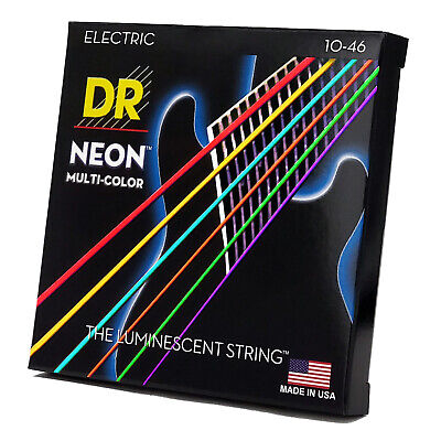 DR Strings Hi-Def Neon Multi-Color Colored Electric Guitar Strings: Medium 10-46