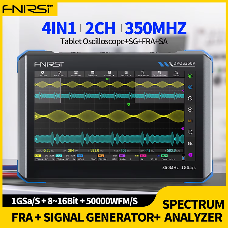 DPOS350P Tablet Oscilloscope 350MHz Dual Channel with Spectrum Analyzer, Frequen