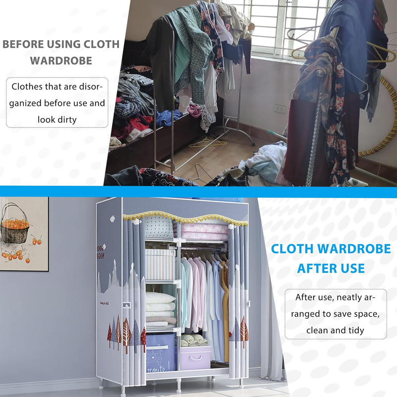 Portable Closet Wardrobe Clothes Storage Organizer Bedroom Clothes Standing Shel