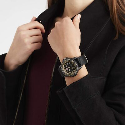Pre-owned Luminox Men's Xs.0333 Leatherback Matte Black Sea Turtle Giant Fashion Watch