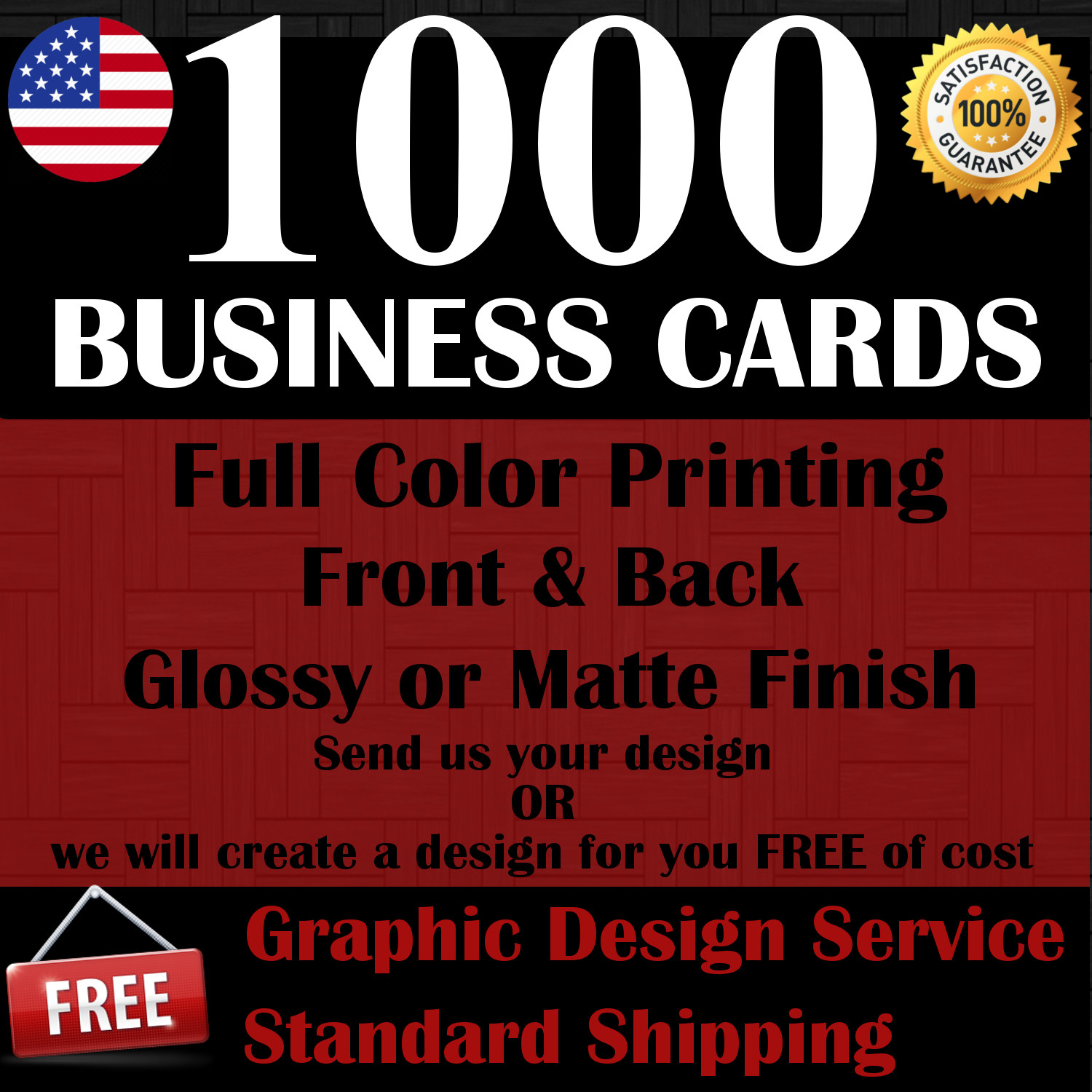 1000 Custom Business Cards | Full Color | Free Shipping | Free Design Service