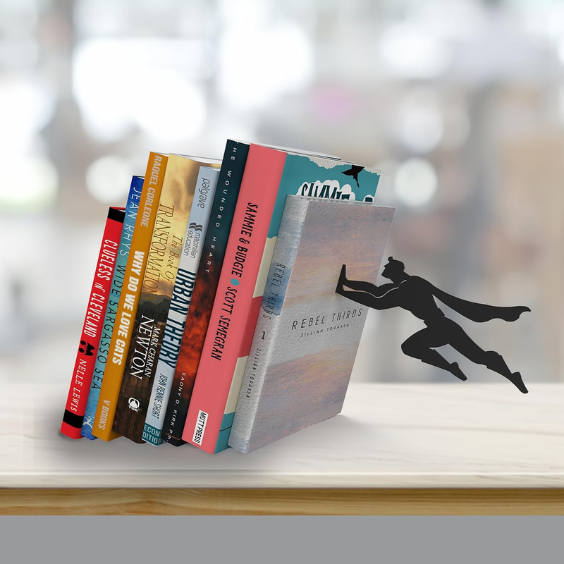 Unique Metal Decorative Bookends - Whimsical Hidden Book Ends for a Cool Book Ho