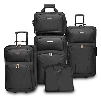 Traveler's Choice Ultimate 5-Piece Black Expandable Luggage Tote Garment Bag...