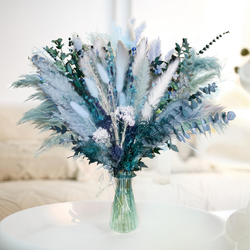 Pampas Grass Decor Dried Flowers with Blue Pampas Grass Boho Floral Arrangements