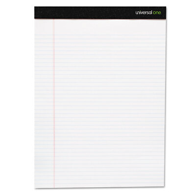 UNIVERSAL Premium Ruled Writing Pads White 8 1/2 x 11 Legal/Wide 50 Sheets 6