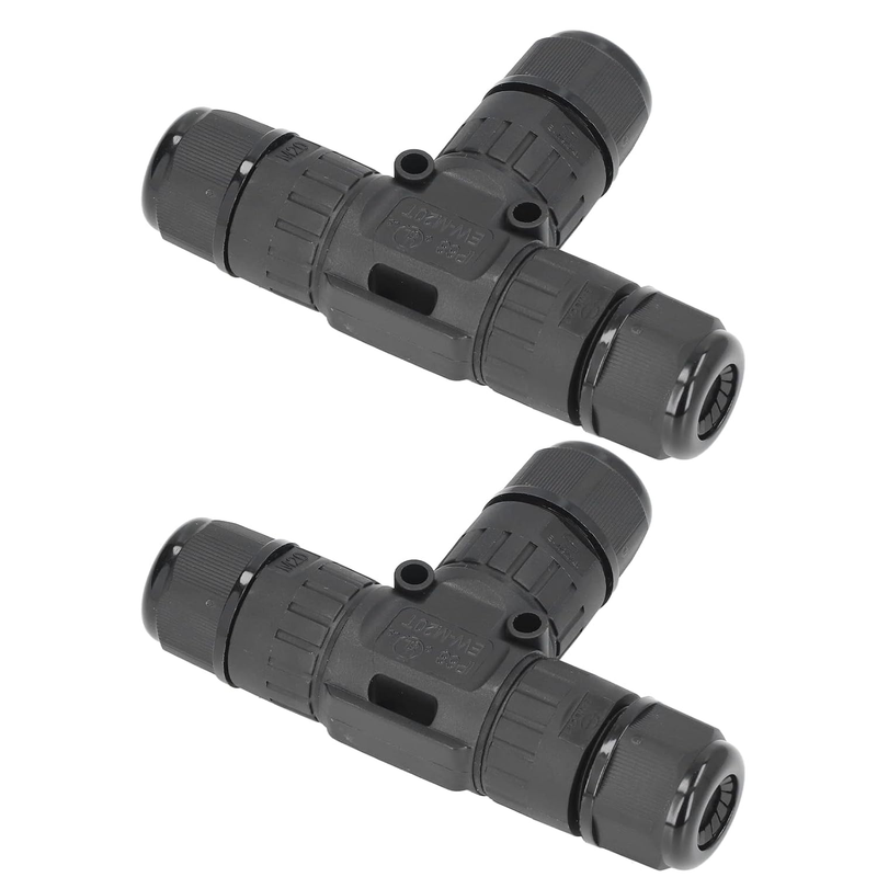 2Pcs T Type 3 Way 3 Wire Junction Box Connector Waterproof Connector for Outdoor