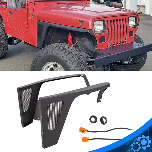 Стальное переднее крыло Flare Rock Guard со светодиодной подсветкой для Jeep Wrangler YJ 1987-1995