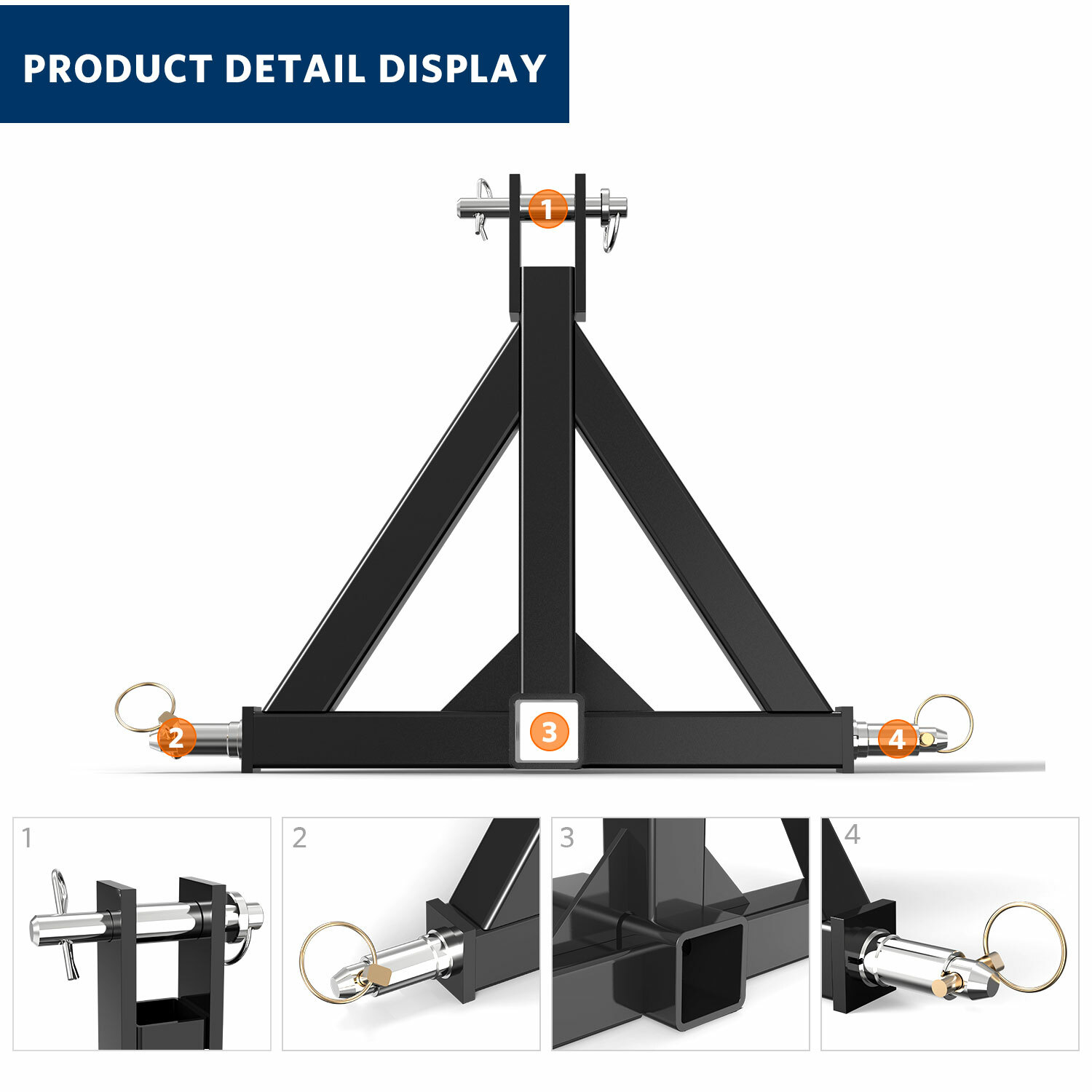 2" Receiver Trailer Hitch Kubota Category 1 Tractor Tow Drawbar Adapter