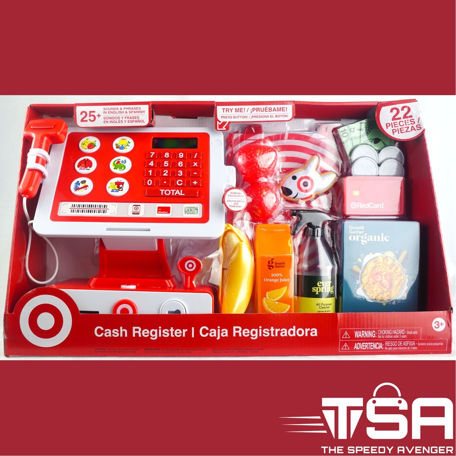 Target Branded Toy Play Cash Register with Accessories Groceries/Bag/Play Money