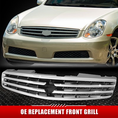 Для 05-06 Infiniti G35 4-дверная хромированная передняя решетка в стиле OE с эмблемой