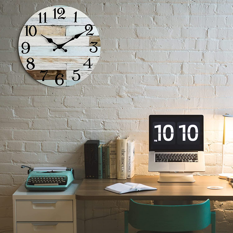 Wall Clock - 10 Inch Silent Non-Ticking Wooden Wall Clocks Battery Operated - Co