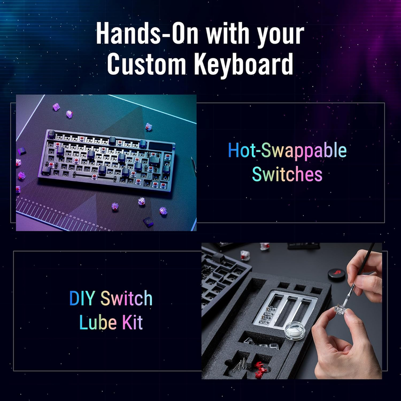 ASUS ROG Azoth 75% Wireless DIY Custom Gaming Keyboard, OLED Display, Three-Laye