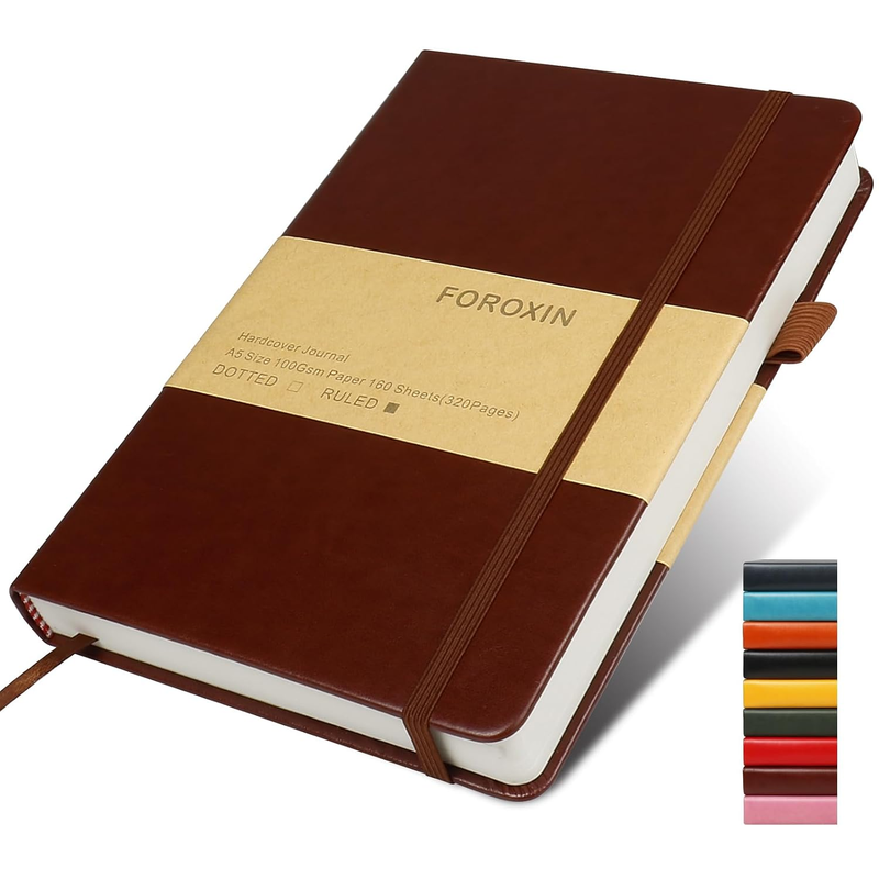 Foroxin Lined Journal Notebook, (Brown), 320 Pages, Medium 5.7 Inches X 8.3 Inch