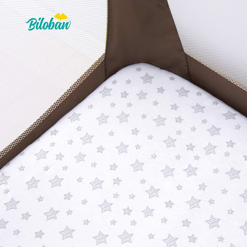 Pack and Play Fitted Sheets 2 Pack, 100% Natural Cotton Jersey Knit Fitted for P