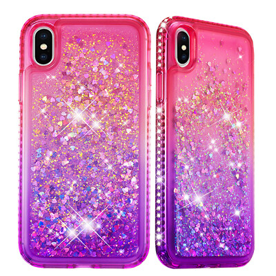For iPhone X 5.8''Case/iPhone XS 2018 Case Bling Sparkly Flowing Liquid Cover