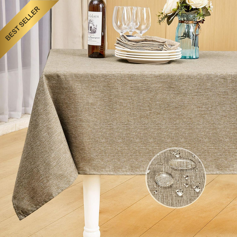 Rectangle Table Cloth Linen Farmhouse Tablecloth Waterproof Anti-Shrink Soft and