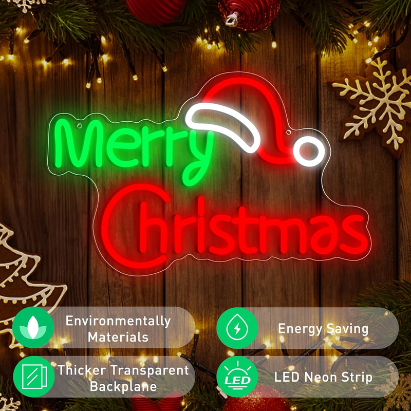 Merry Christmas Neon Signs, Dimmable Merry Christmas LED Light Sign for ...