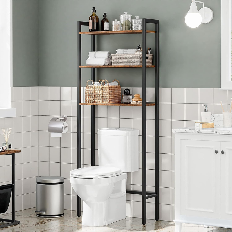 Over The Toilet Storage Organizer, 3-Tier Over Toilet Shelf, Industrial Bathroom