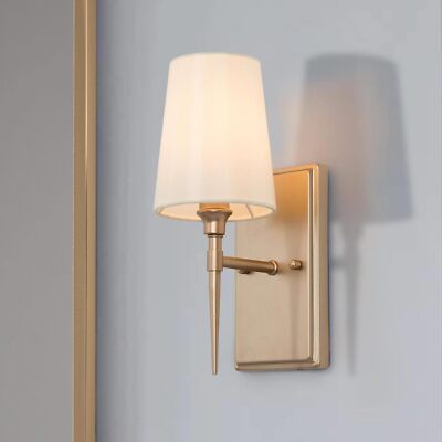 Sconces Wall Lighting, Modern Gold Sconce with Fabric Shade, 