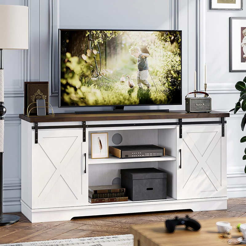 Farmhouse TV Stand for 65 Inch TV Entertainment Center TV Media Console Table, B