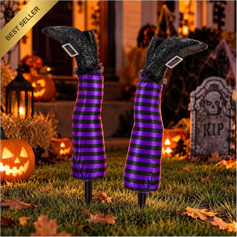 Witch Legs Garden Statue, Halloween Yard Decoration for Outdoors