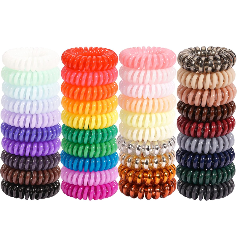 Spiral Hair Ties 40 Pack Elastic Phone Cord Ponytail Holders Hair Coils Water...