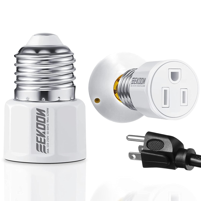 E26/ E27 3 Prong Light Bulb Socket Adapter, Polarized Light Socket Outlet, Ligh