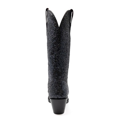 Pre-owned Ferrini Womens Dazzle V-toe Black Textile Cowboy Boots
