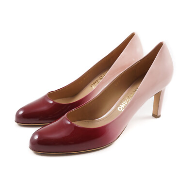 Pre-owned Ferragamo Salvatore  'leo 70' Ombre Effect Patent Leather Pumps 8.5 B $650 In Pink