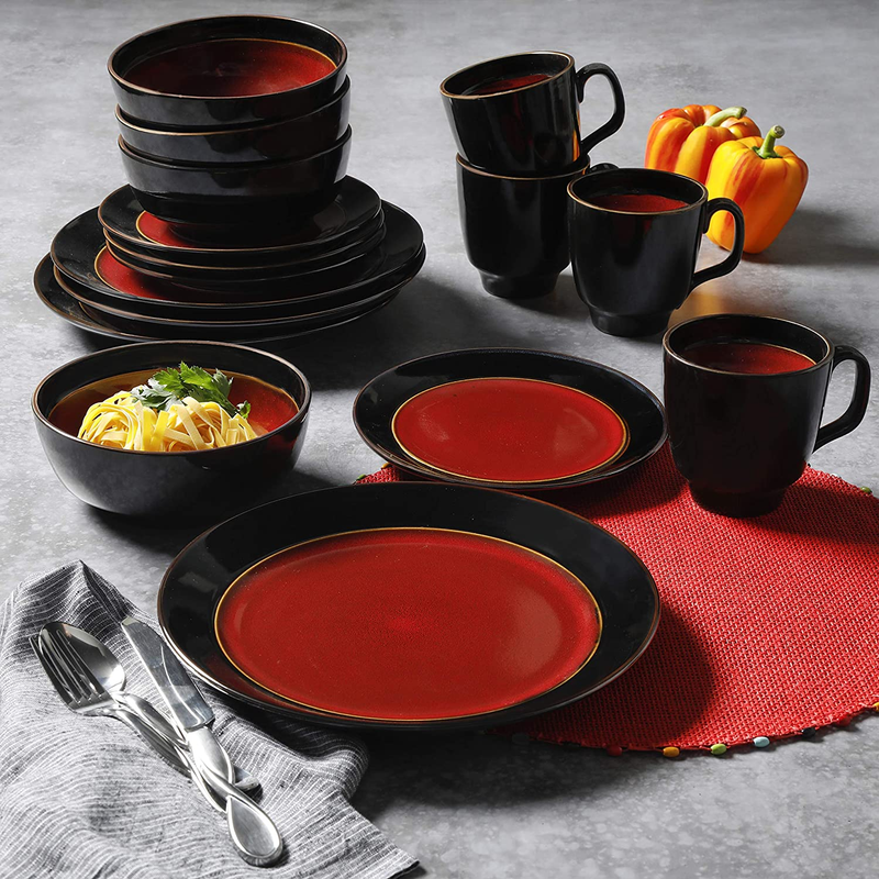 Bella Galleria 16 Piece Dinnerware Set New Elegance Red/Black
