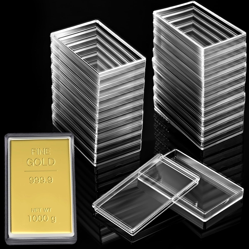10 Pcs 10 Oz Silver Bar Case Clear Gold Bar Storage Box Acrylic Storage Containe