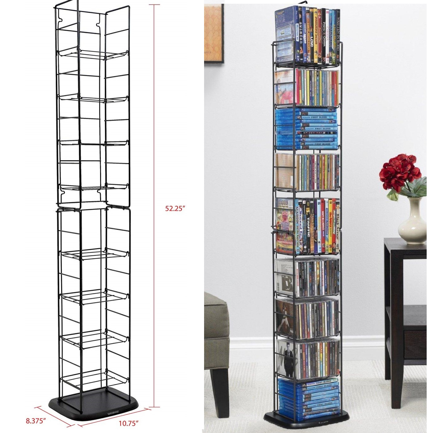 Steel Media Tower Rack Storage Organizer CD DVD Video Game B