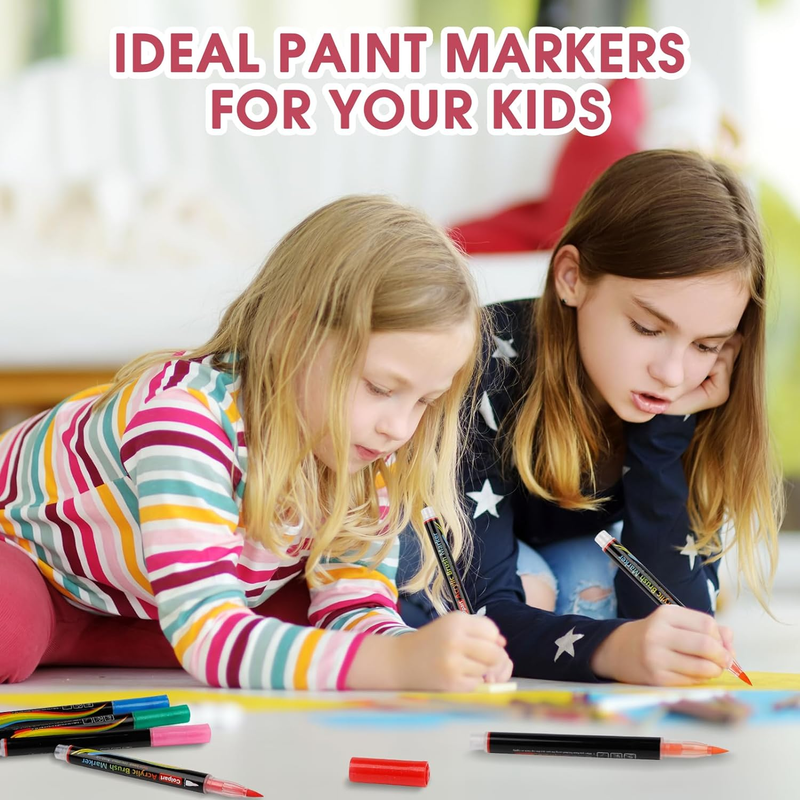 Acrylic Paint Pens, Bright Colors, Water-Based Paint Brush Pens, Ideal for Gift