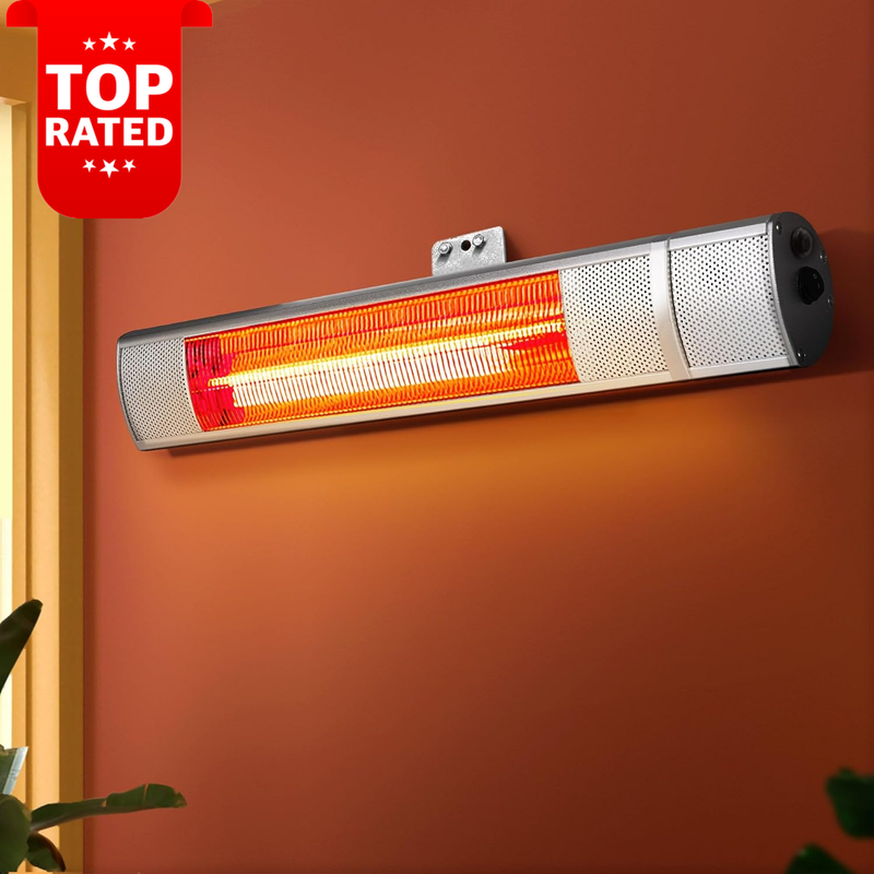 2000W Portable Electric Radiant Heater Remote Control Wall Ceiling Mount Silver