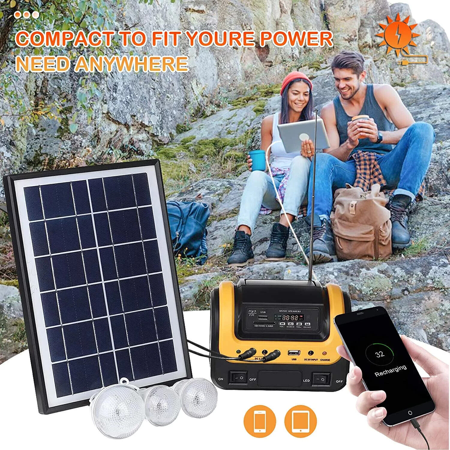 Portable Power Station with Solar Panel Outdoor Generator Power Supply for Home