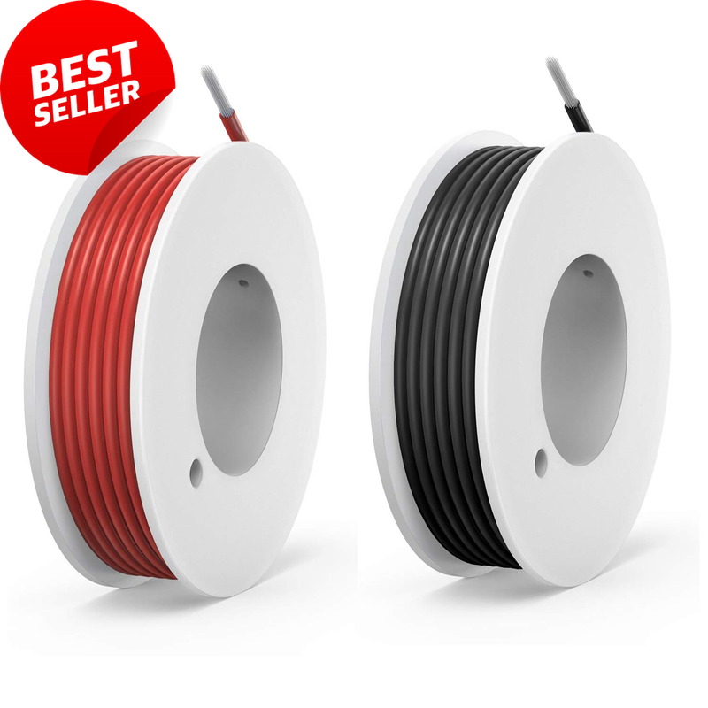 24 AWG Silicone Electrical Wire, 30ft Each, 2 Colors, Flexible Tinned Copper