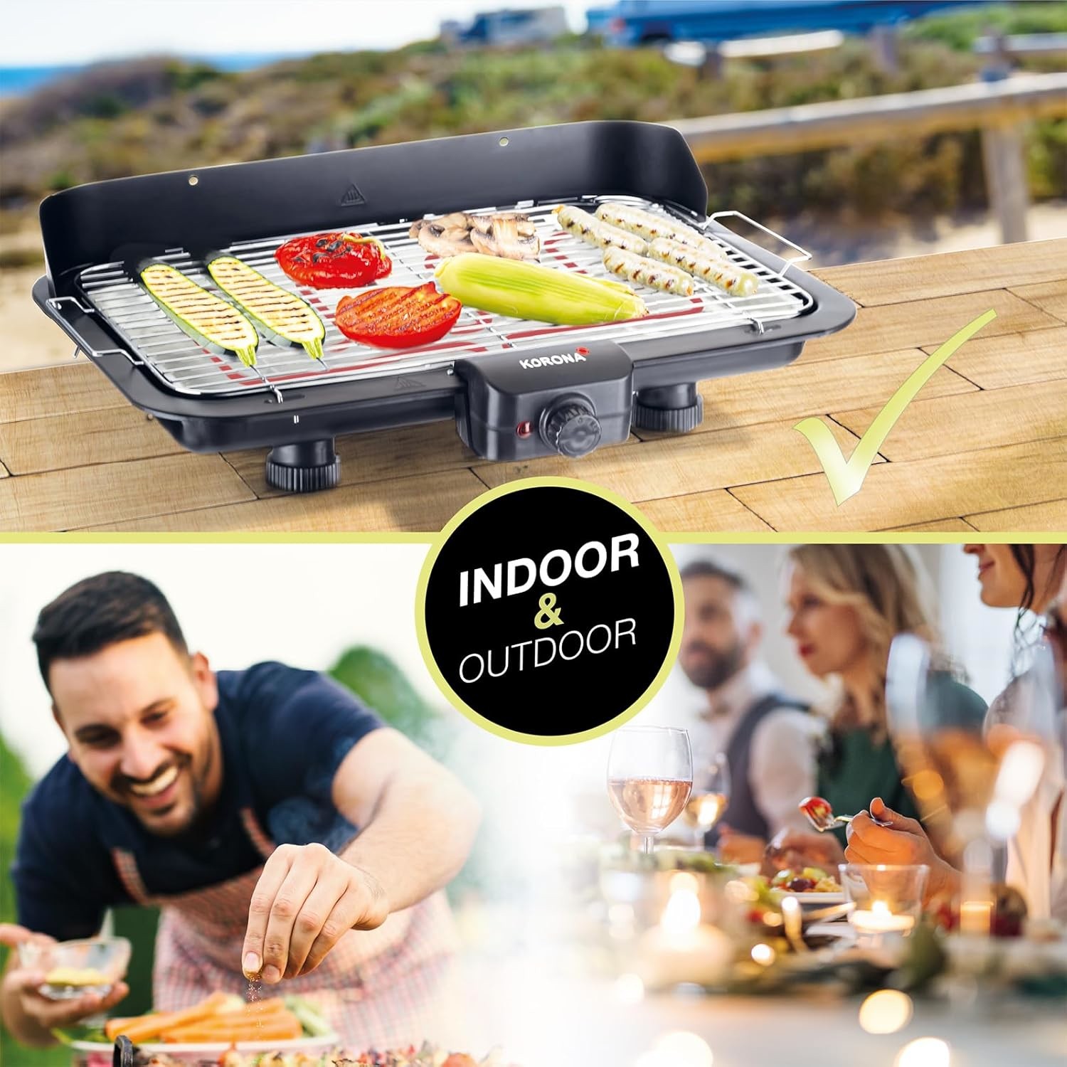 KORONA Elektrogrill 46117 Elektrischer Barbecue Tischgrill stufenlos 2200W NEU - Bild 4 von 6