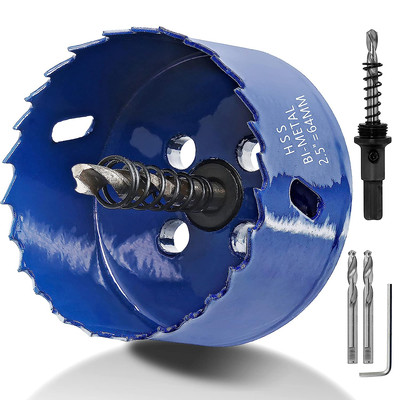 64Mm/2-1/2 Inch Hole Saw, 1 1/4 Inch Cutting Depth HSS Bi-Metal Hole Cutter For
