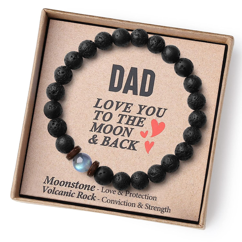Fathers Day Gifts from Daughter Son Gift for Dad Birthday Men Bracelets Who Wants Nothing Best Dad Ever Unique Present Cool Black Beaded Christmas Stocking Stuffers Him Valentines