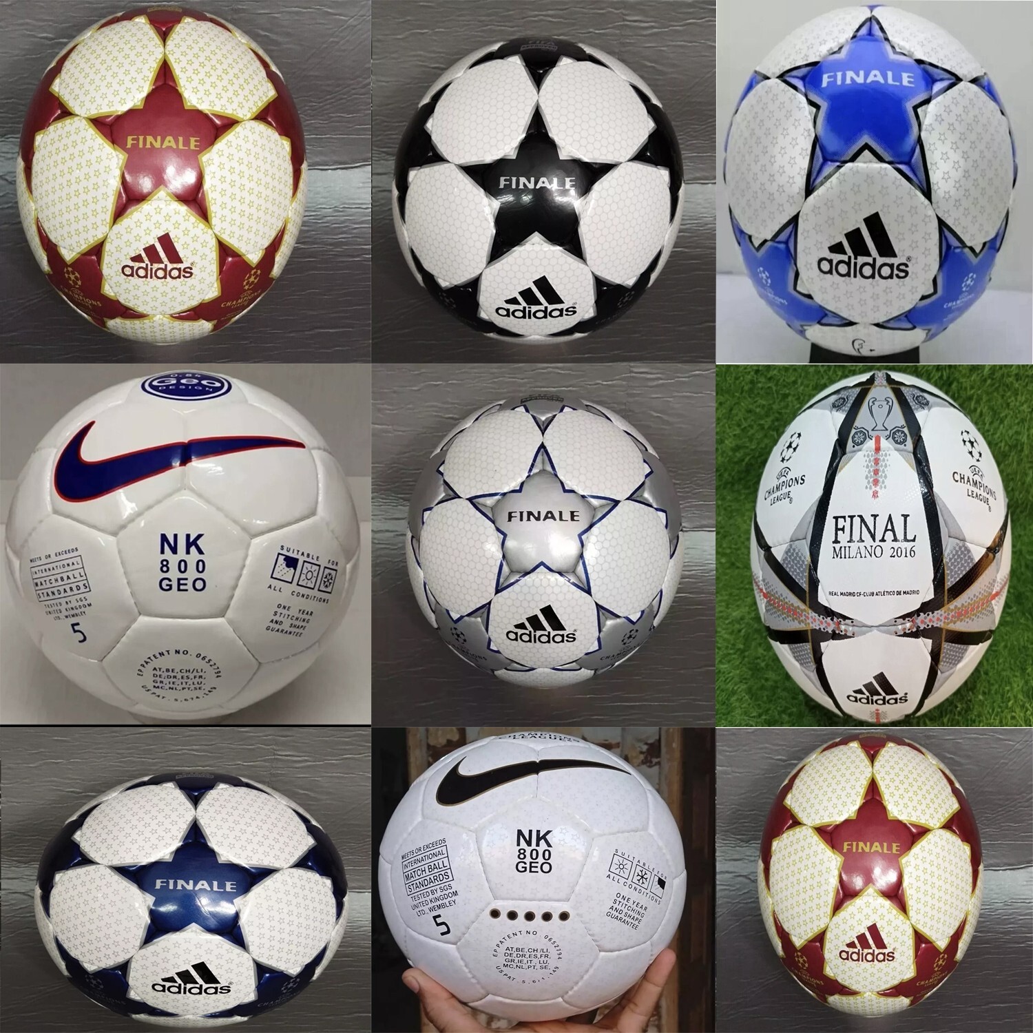 Adidas and Nike Historical FIFA Approved Soccer Ball lot of