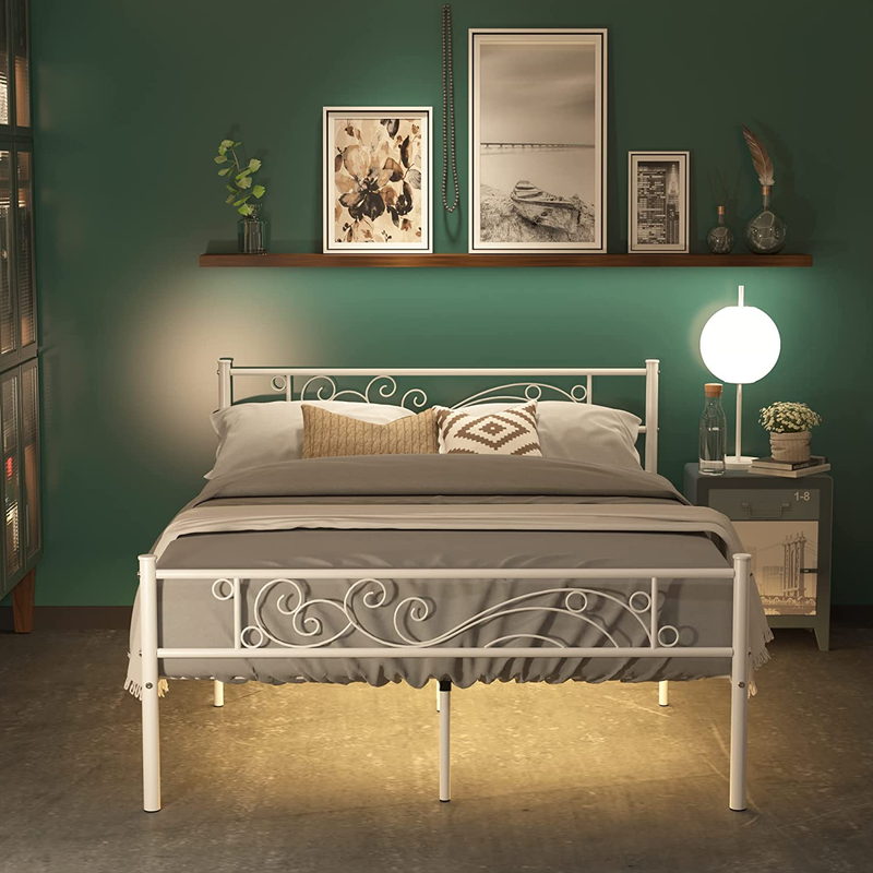 White,unique Flower Design Metal Platform Bed Best For Boys